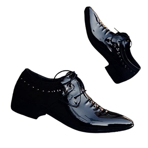 レースアップ エナメル メンズ ビジネスシューズ 春秋夏着 合皮 外羽根 スエード ロングノーズ ポ...