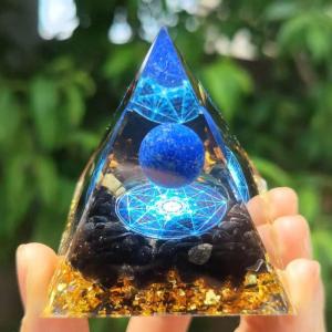 置物 水晶球 クリスタル 8cm 中 木製 台座付き （訳あり 小キズあり