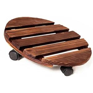 植木鉢台 木製プランタースタンド 直径30センチ キャスター付き ストッパー機能付 鉢置台 花台 丸...