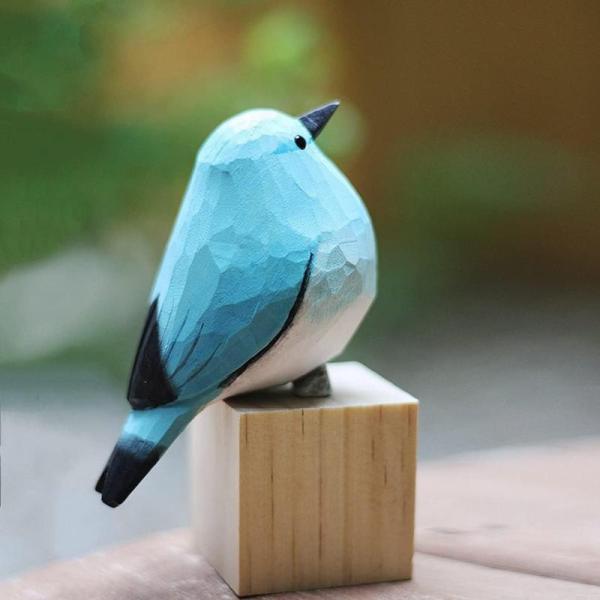 小鳥 木彫り おしゃれ タイプ おきもの オブジェ 木製 鳥 置物 F 可愛い インテリア 鳥の木製...