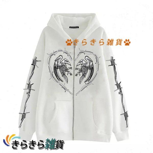 パーカー メンズ ジップアップパーカー レディース サブカルプリント トレーナー スウェット プルオ...