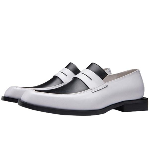 ビジネスシューズ 本革 パッチワーク 牛革 メンズ 革靴 レザー スリッポン スクエアトゥ 四節着用...