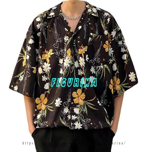 アロハシャツ ビーチシャツ メンズ カジュアル ゆったり おしゃれ ハンサム 半袖 花柄シャツ 薄手...