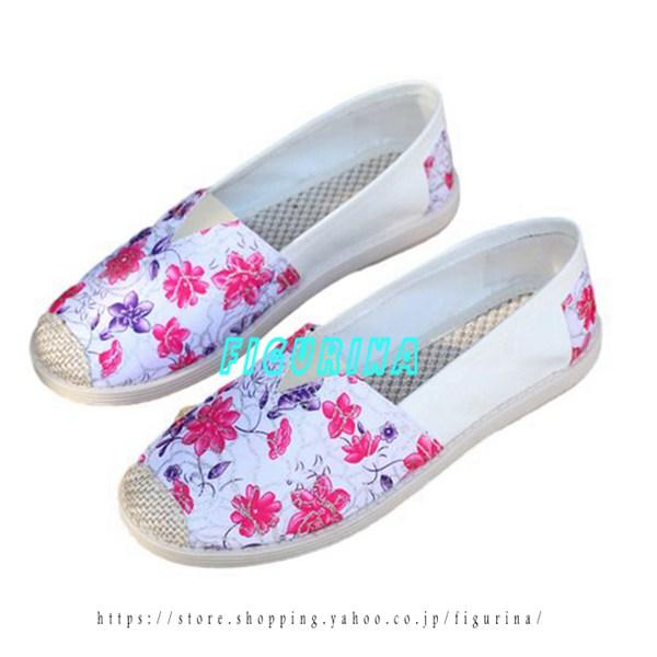 エスパドリーユシューズ ローファー レディース ジュート底 フラット ローカット 花柄 カジュアル ...