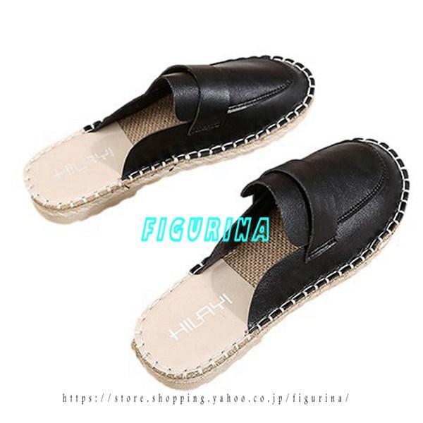 キャンバスシューズ スニーカー レディース ミュール フラット スリッパ ジュート底 スリッポン ス...