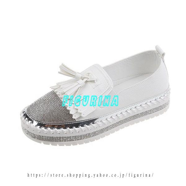 ジュートシューズ レディース スリッポン タッセル付き パンプス フラット バイカラー スパンコール...