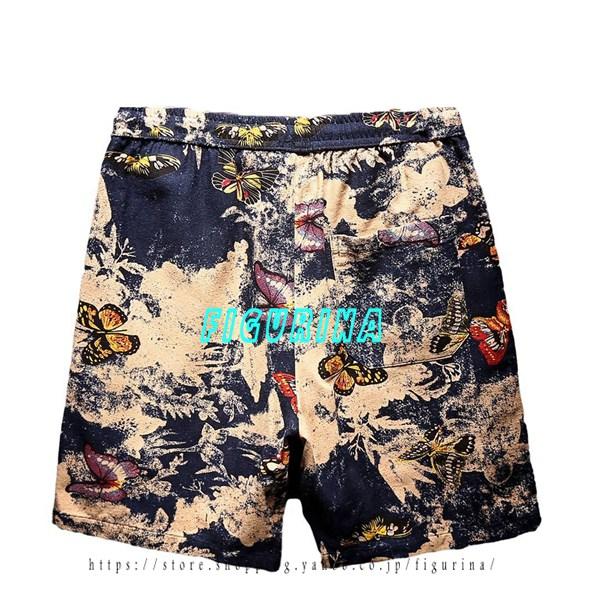 水着 ショートパンツ 蝶 花柄 プリント 花 サーフトランク メンズ イージーパンツ 春夏着 ヴィン...