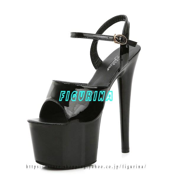 17CM エナメル キャバサンダル レディース ピンヒール 23.0-26.5cm セクシー ハイヒ...