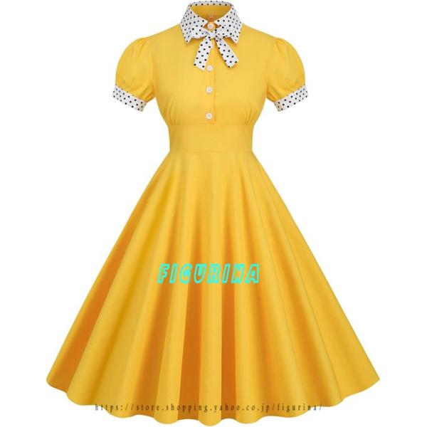 パーティー ワンピース 50年代 レトロワンピース ロカビリー 半袖 着痩せ フォーマルワンピース ...
