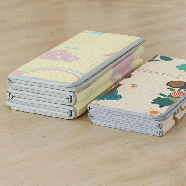 ベビープレイマット プレイマット 両面使用可 折りたたみ 180x160x1cm 厚手 持ち運び X...