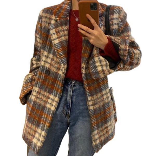 コート レディース チェスターコート ラシャジャケット チェック柄 テーラード ツイード ショートコ...