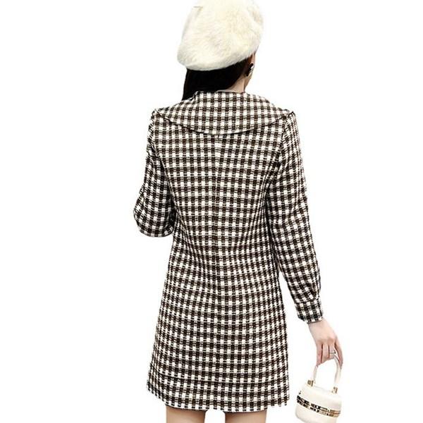 コート レディース ラシャジャケット ミドル丈 チェックコート プリント アウター ビジネスコート ...