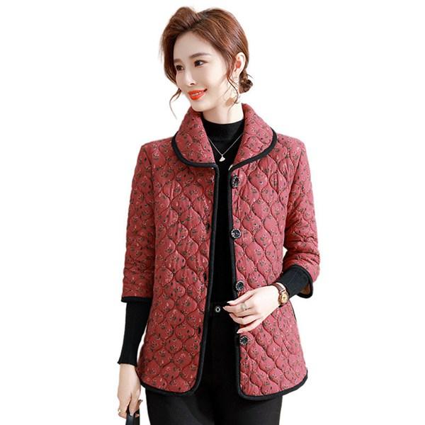 キルト 中綿ジャケット 花柄裏起毛大きいサイズ シニア レディース 60代 70代 80代 婦人服 ...