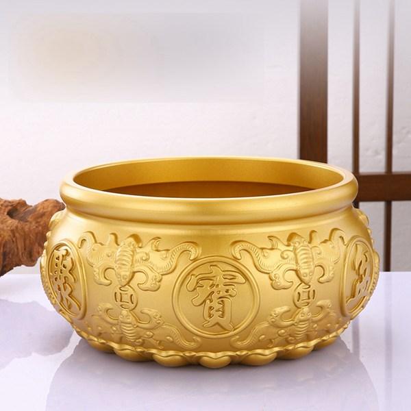 聚寶盆 元寶 置物 富と幸運 銅製 真鍮 風水アイテム 黄水晶 シトリン 縁起物 インテリア 金運祈...