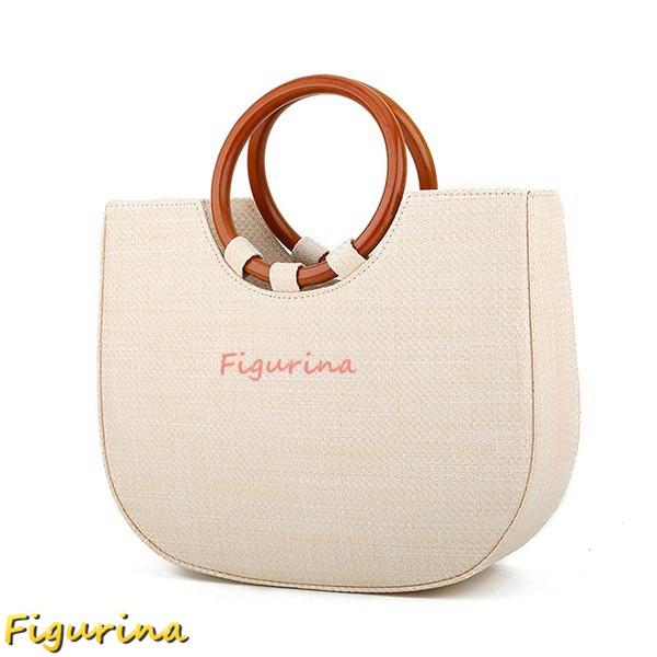 ハンドバッグ 木ハンドル カゴバッグ 手作り 軽量 ペーパー素材 レディース 可愛い 2way お花...