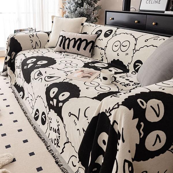 北欧風 ソファーカバー 1-4人掛け マルチカバー おしゃれ 落書き柄 プリント カウチカバー ソフ...