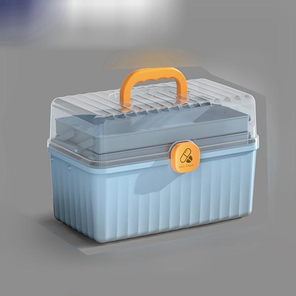 薬ボックス 3層折り 折り畳み式 救急箱 薬箱 取っ手付き 薬入れケース くすり整理 ピルボックス ...