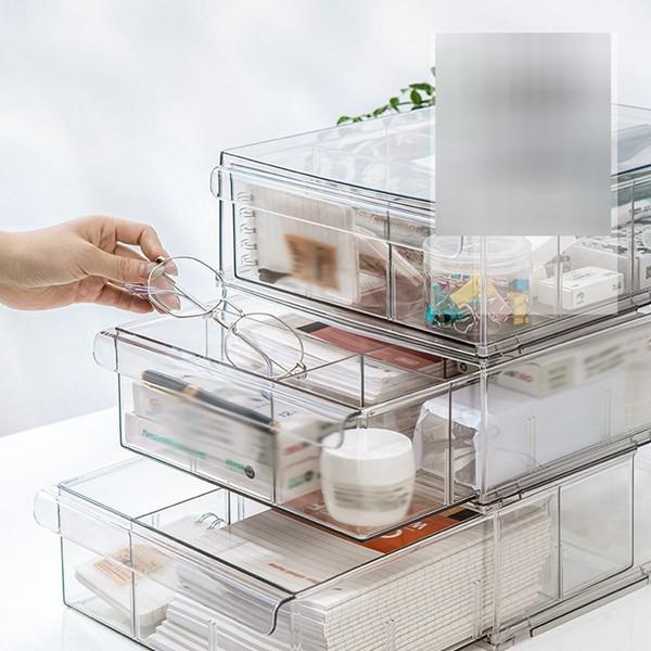 卓上収納ボックス コスメ収納ボックス ポリプロピレンケース 透明 引き出し式 小物収納 化粧品収納 ...