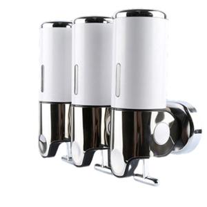 シャンプーディスペンサー 手動 ディスペンサー 壁掛け 詰め替え ソープディスペンサー 簡単取り付け 2連 3連 500ml*3 石鹸瓶