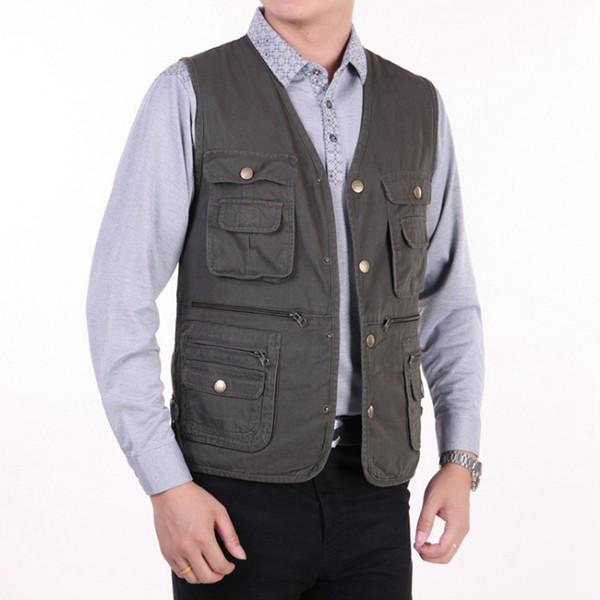 ベスト カメラマンベスト 多機能 メンズ 袖なし 前開 細身 ジレベスト 夏秋用 ポケット付き 作業...