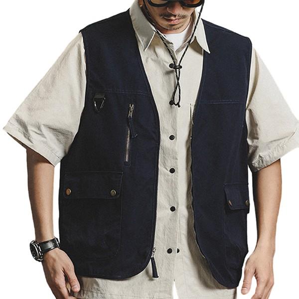 ベスト お釣りベスト 多機能 メンズ ノースリーブ 前開き ゆったり 綿 ジレベスト 春秋 マルチポ...