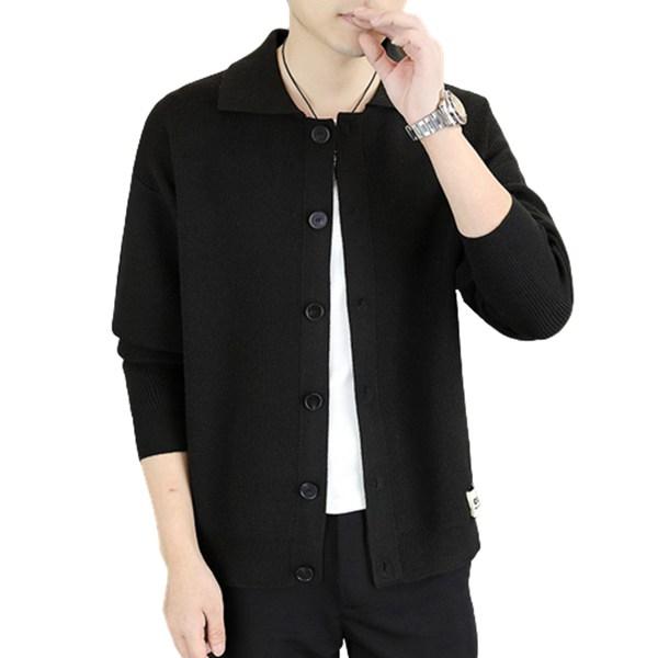 ニット カーディガン セーター メンズ 冬服 秋用 折り襟 薄手 ベーシック ストレッチ 長袖シンプ...