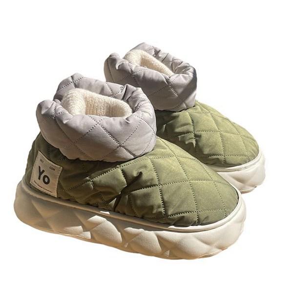 男女兼用 ウインターブーツ レディース 厚底 ニット ボア付き ショートブーツ ハイカット ブーツ ...