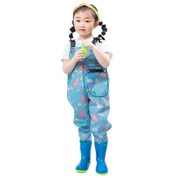 チェストハイウェーダー 子供用 ウェーダー 作業靴 完全防水 ショルダーベルト 滑り止め 防水透湿 ...