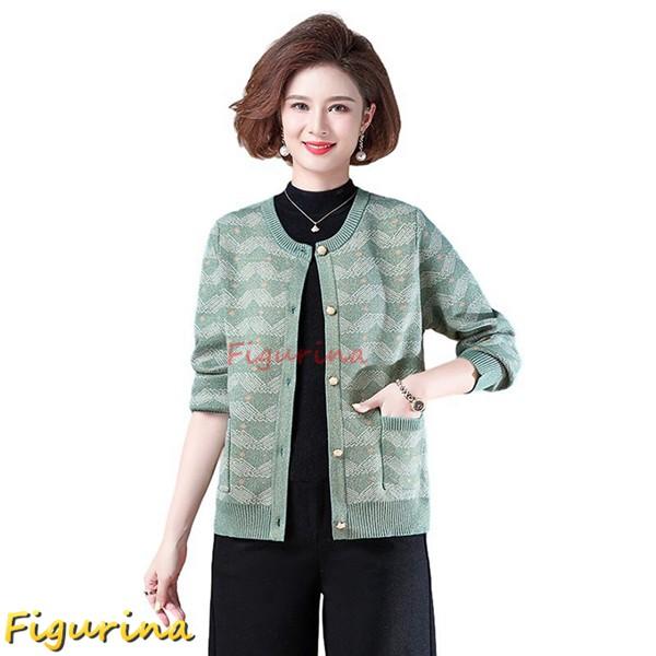 ニットカーディガン レディース シニア 祖母 婦人 長袖 カーデ セーター クルーネック おばあちゃ...