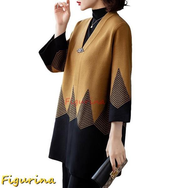 シニアレディース カーディガン ロング おばあちゃん 婦人服 羽織り ニット セーター ハーフコート...