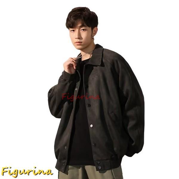 アウター スエード メンズ ジャケット 春秋 長袖 無地 デイリー シンプル 韓国風 ファッション ...