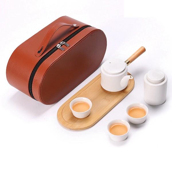 茶器 ティーセット 茶具セット セラミック 茶入 携帯型 旅行 ポータブル 茶盤 茶缶 収納バッグ付...