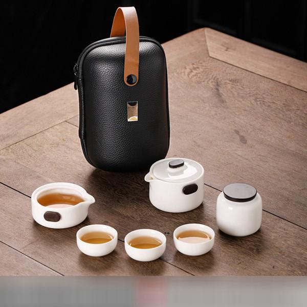 急須セット 旅行 来客用 2種類 ティーセット 磁器茶具 持ち運び便利 茶缶 麦茶ポット コンパクト...