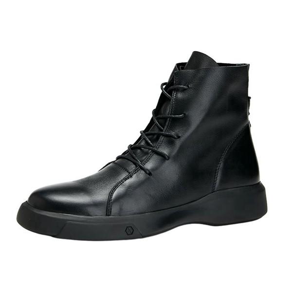 ショットブーツ メンズ 本革 防水 レースアップブーツ ワークブーツ 牛革レザー 編み上げ ハーフ丈...