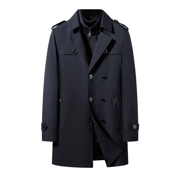 トレンチコート スプリングコート 春服 メンズ ミドル丈 着脱可ライナー付き スリム ベルト ダブル...