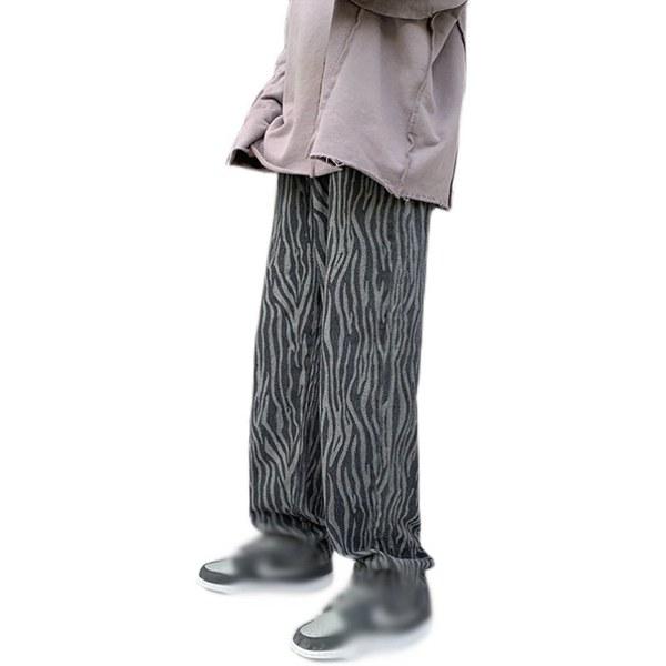 ワイドパンツ チノパンツ メンズ ゼブラ柄 ストライプ ルーズシルエット ウエストゴム ロング丈 ボ...