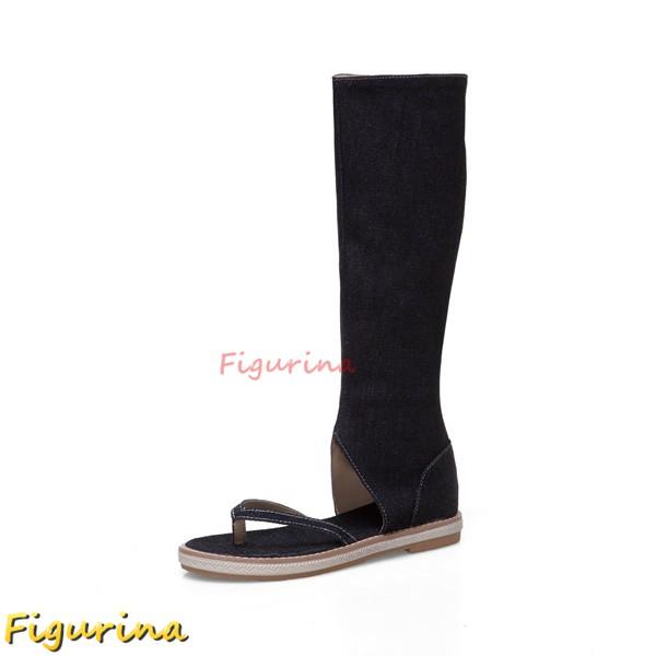 トングサンダル ロング丈 レディース サマーサンダル フラット スエード バックジップ 大きいサイズ...