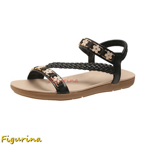 ビーチサンダル レディース ストラップサンダル 編み込み 花 フラット 夏靴 コンフォートシューズ ...