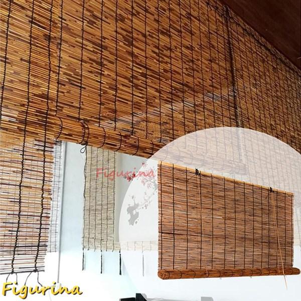 天然の葦カーテン すだれ簾 屋外断熱 日よけ 葦すだれ 巻き上げ目隠し 天然竹スクリーン 防水遮光 ...
