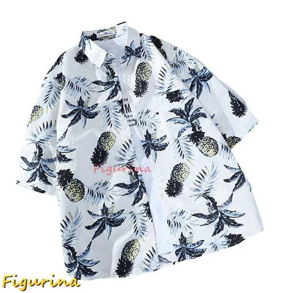 アロハシャツ メンズ カジュアルシャツ 派手シャツ ビーチシャツ レディース 葉柄 ゆったり 半袖 ...
