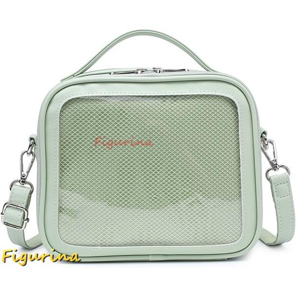 ショルダー トート 痛バッグ ショルダーバッグ おしゃれ クリアポケット付き 手提げ 肩掛け 缶バッ...