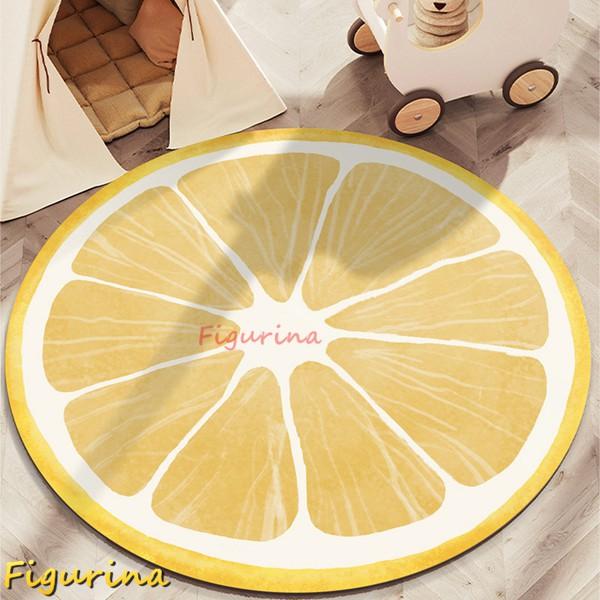 カーペット スイカ オレンジ チェアパット 床保護マット 果物 ベッドルームラグ ラウンド 清潔ラグ...