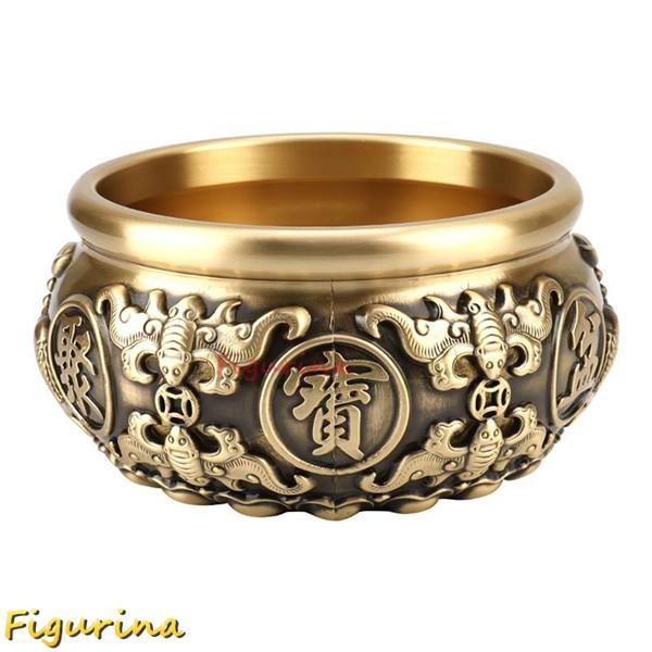 聚寶盆 置物 富と幸運 銅製 真鍮 風水アイテム 縁起物 インテリア 金運祈願 開運 招福 財運 商...