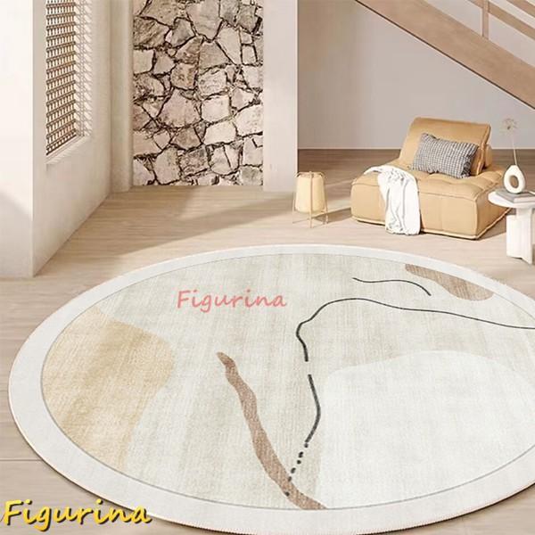 カーペット 丸い絨毯 侘び風 洗える センターカーペット 円形ラグ 幾何柄 春秋 床暖房対応 折り畳...