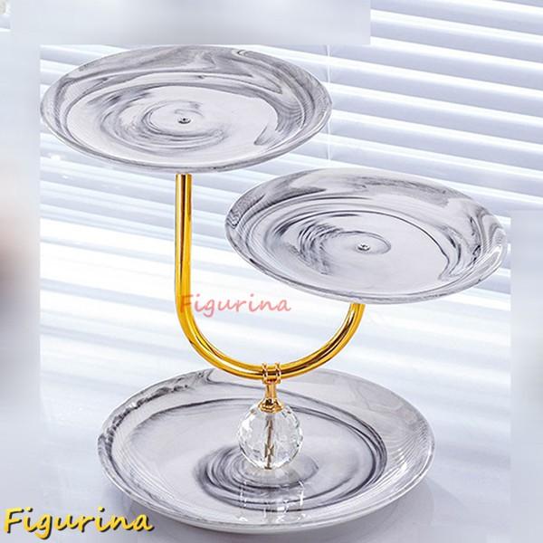 ケーキスタンド 大理石模様 北欧風 3層 セラミック アフタヌーンティースタンド コープケーキスタン...