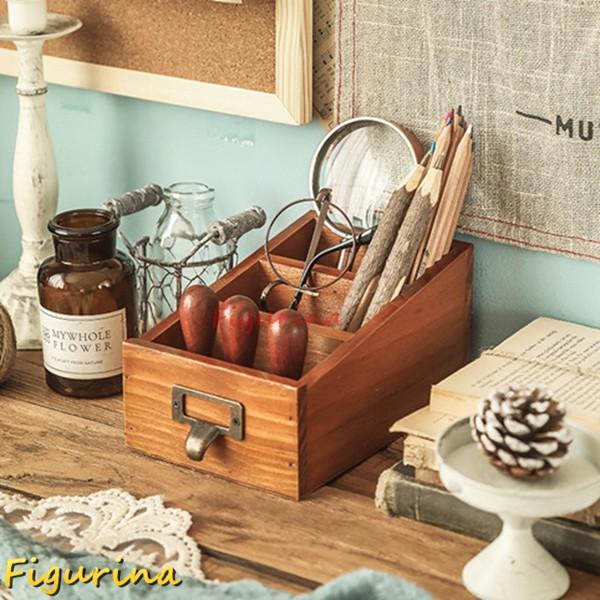 卓上収納ボックス 天然木 筆架 木製 ペン立て シンプル ぺん入れ 卓上収納 箸立て 上収納 文房具...