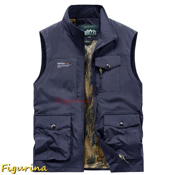 アウトドアベスト メンズ カメラマン フィッシングベスト ワークウェア 立ち襟 ジレ チョッキ 速乾...
