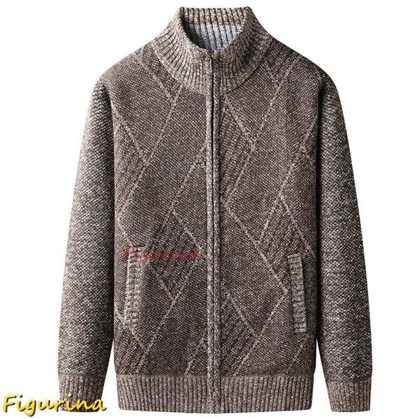 カーディガン ニット メンズ 前開き 立ち襟 ボタン ハイネック 長袖 ニットセーター 秋冬用 M-...