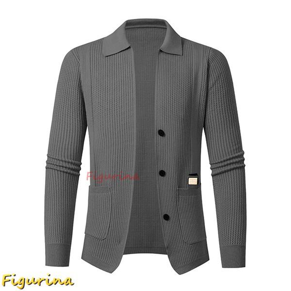 ニット セーター カーディガン メンズ 長袖 ボタン 前開き 折り襟 柔軟 柔らかい 羽織 アウター...
