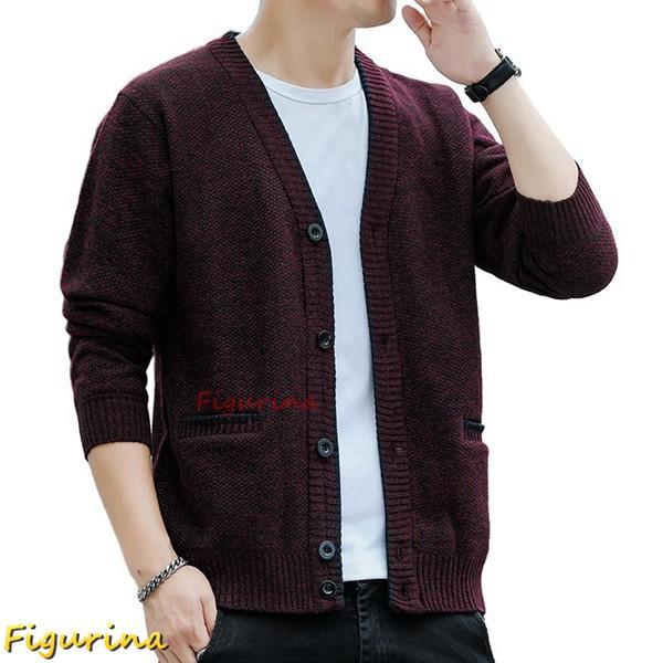 ジャケット ニットカーディガン メンズ ジップアップ 長袖 ニットセーター 前開き vネック ボタン...